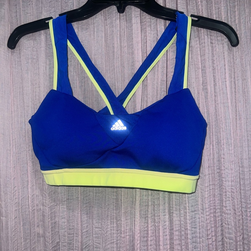 Adidas Vibrant Blue and Lime Sports Bra
